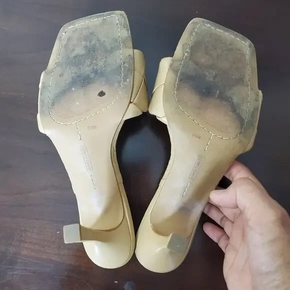 Vince Camuto VC-Berry Nude Braided Leather Heels - Size 9.5 Quiet Luxury - Picture 8 of 9